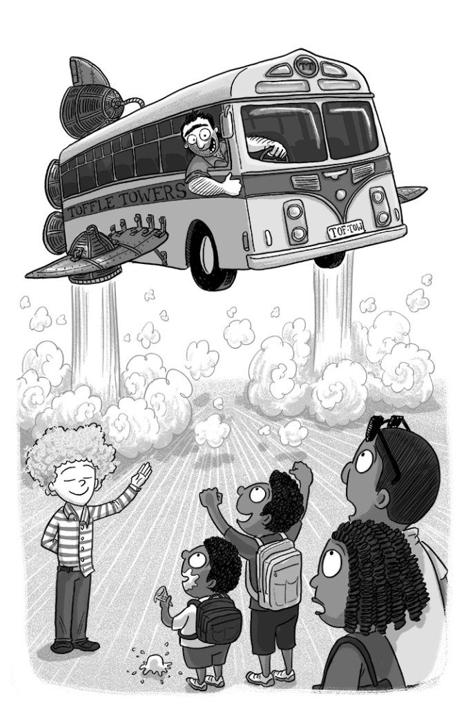 a flying hotel shuttle bus